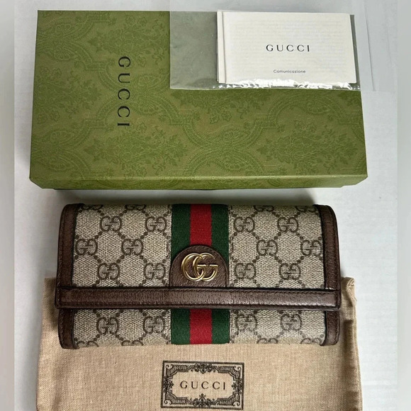 Authentic Gucci GG Supreme Monogram Web Ophidia
Continental w/ COA - Picture 1 of 14